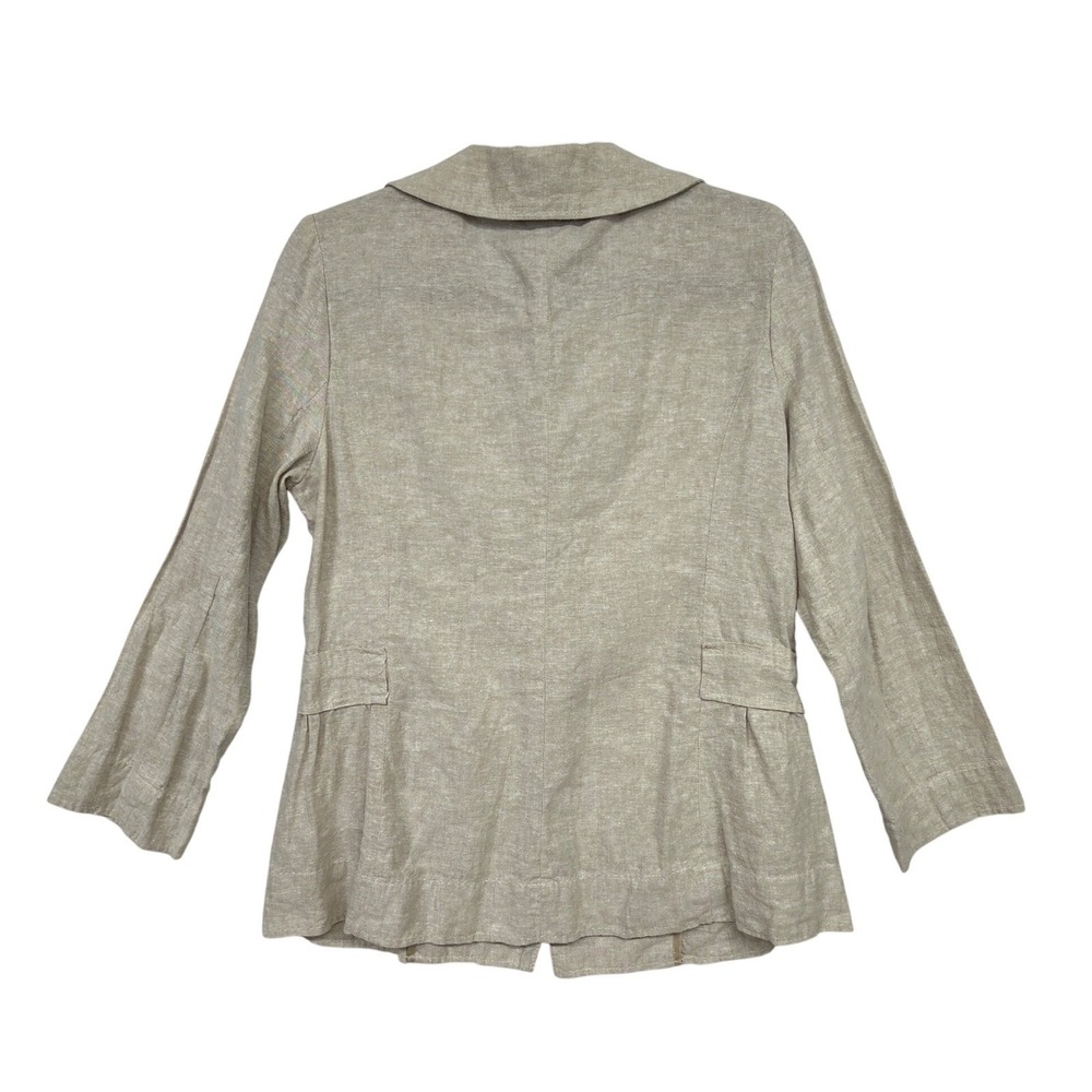 Willi Smith Linen Blend Blazer Women's M Beige Button Front Lightweight - Picture 3 of 6